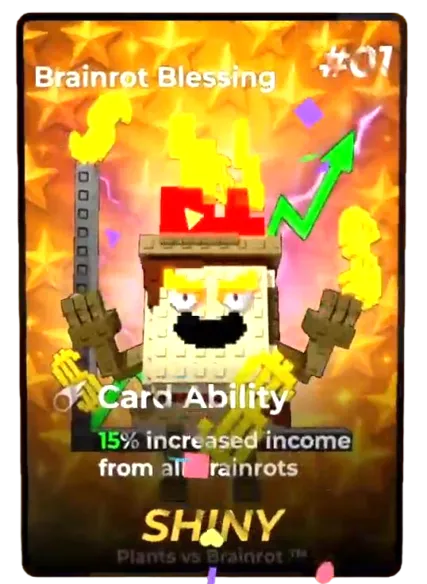 Brainrot Blessing Shiny card - Plants vs Brainrots