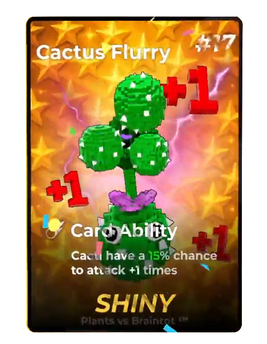 Cactus Flurry Shiny card - Plants vs Brainrots