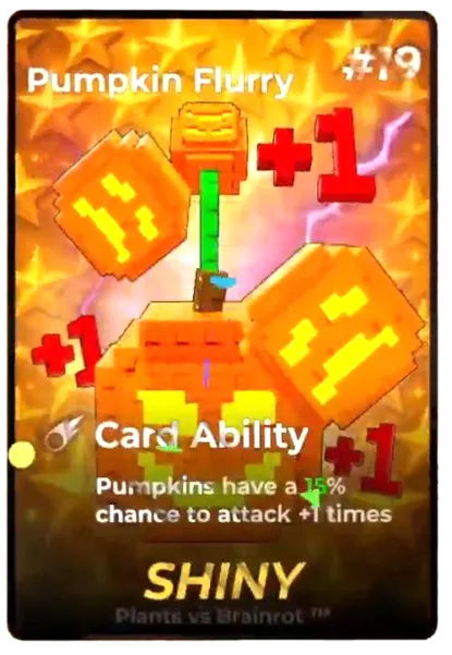 Pumpkin Flurry Shiny card - Plants vs Brainrots