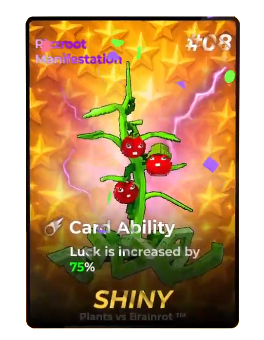 Rizzroot Manifestation Shiny card - Plants vs Brainrots