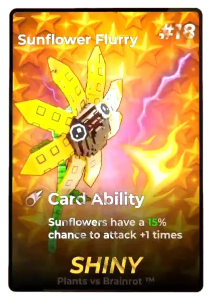 Sunflower Flurry Shiny card - Plants vs Brainrots